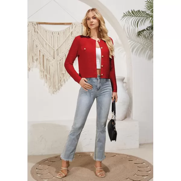 GRACE KARIN Womens Cardigans 2024 Open Front Button Down Knit Sweater Lightweight Lady Jackets Fall OutfitsRed