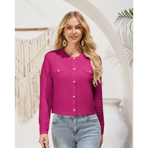 GRACE KARIN Womens Cardigans 2024 Open Front Button Down Knit Sweater Lightweight Lady Jackets Fall OutfitsRose Red