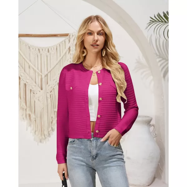 GRACE KARIN Womens Cardigans 2024 Open Front Button Down Knit Sweater Lightweight Lady Jackets Fall OutfitsRose Red