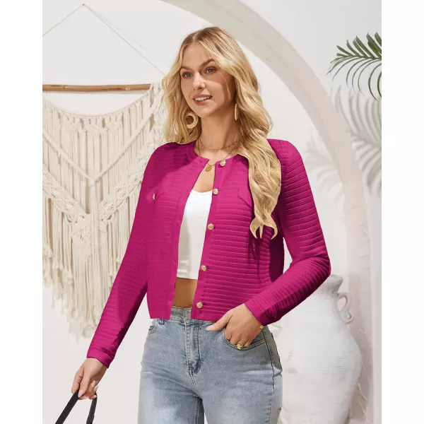 GRACE KARIN Womens Cardigans 2024 Open Front Button Down Knit Sweater Lightweight Lady Jackets Fall OutfitsRose Red