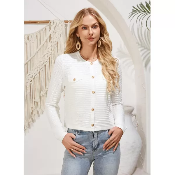 GRACE KARIN Womens Cardigans 2024 Open Front Button Down Knit Sweater Lightweight Lady Jackets Fall OutfitsWhite