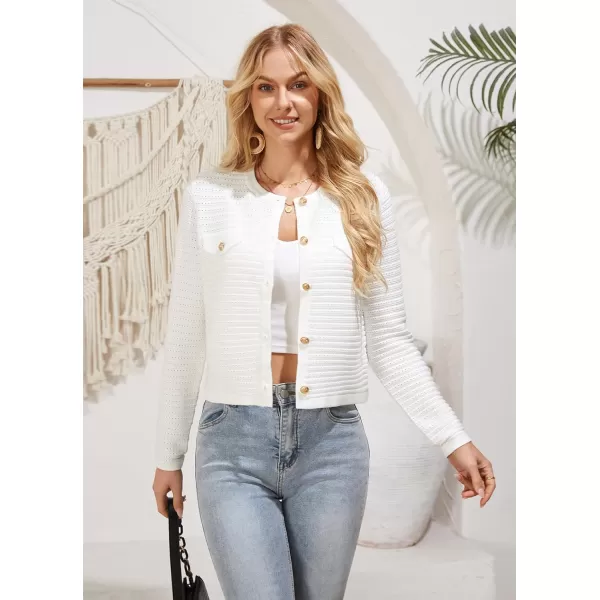 GRACE KARIN Womens Cardigans 2024 Open Front Button Down Knit Sweater Lightweight Lady Jackets Fall OutfitsWhite