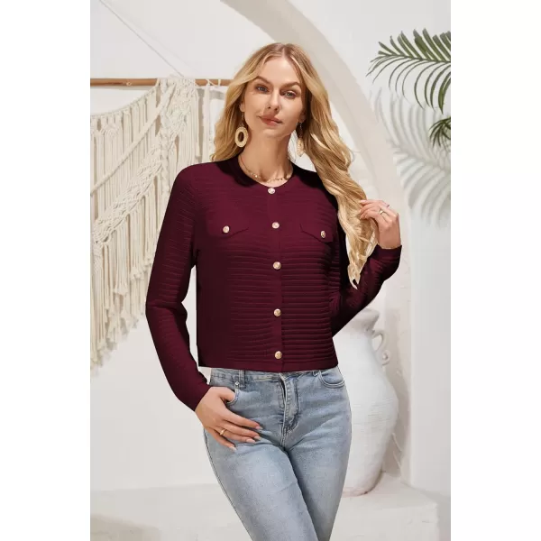 GRACE KARIN Womens Cardigans 2024 Open Front Button Down Knit Sweater Lightweight Lady Jackets Fall OutfitsWine Red