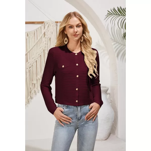 GRACE KARIN Womens Cardigans 2024 Open Front Button Down Knit Sweater Lightweight Lady Jackets Fall OutfitsWine Red