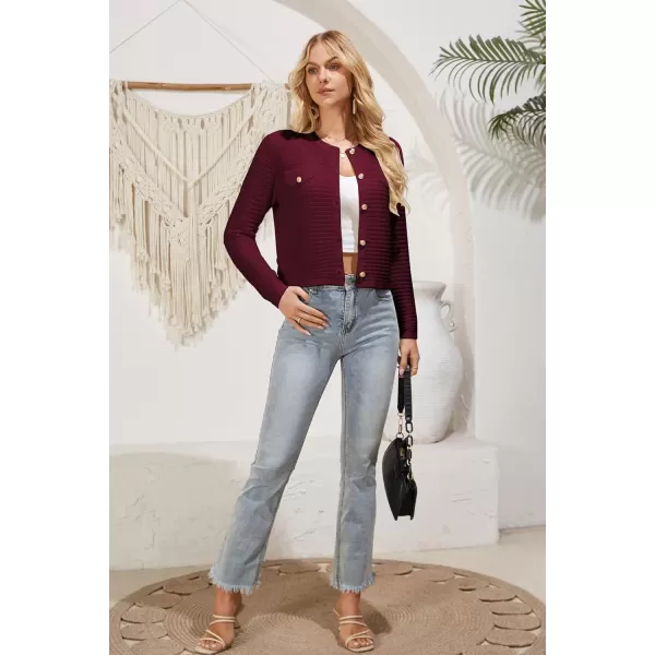GRACE KARIN Womens Cardigans 2024 Open Front Button Down Knit Sweater Lightweight Lady Jackets Fall OutfitsWine Red