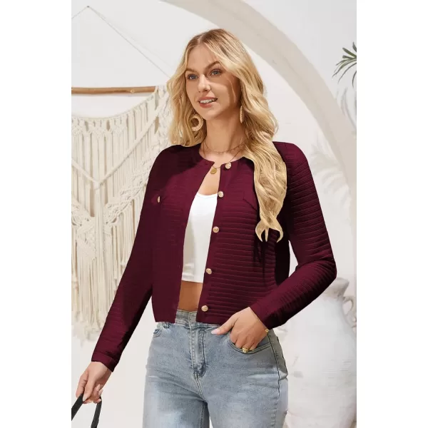 GRACE KARIN Womens Cardigans 2024 Open Front Button Down Knit Sweater Lightweight Lady Jackets Fall OutfitsWine Red