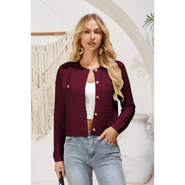 GRACE KARIN Womens Cardigans 2024 Open Front Button Down Knit Sweater Lightweight Lady Jackets Fall OutfitsWine Red