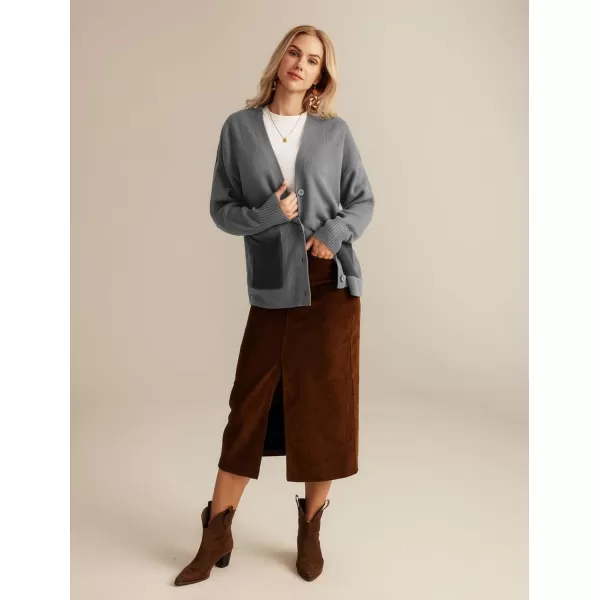 GRACE KARIN Womens Color Block Cardigan Sweater Long Sleeve Oversized Buttons Cardigans 2024 Fall Outfits with PocketsLight Gray