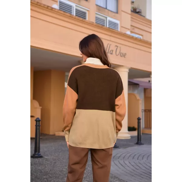 GRACE KARIN Womens Color Block Cardigan Sweater Long Sleeve Oversized Buttons Cardigans 2024 Fall Outfits with PocketsOrange