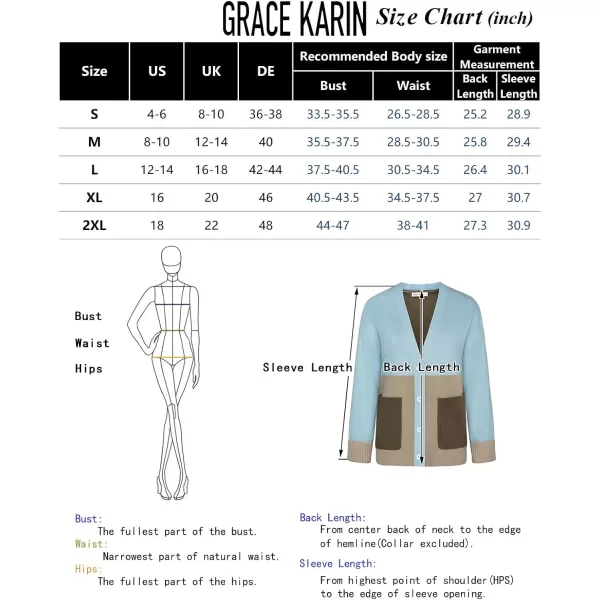 GRACE KARIN Womens Color Block Cardigan Sweater Long Sleeve Oversized Buttons Cardigans 2024 Fall Outfits with PocketsWhite