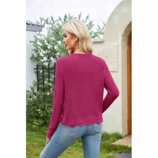 GRACE KARIN Womens Long Sleeve Cardigan Tie Front V Neck Crochet Lightweight Shrug Sweaters for Dresses Knit TopPeachblow