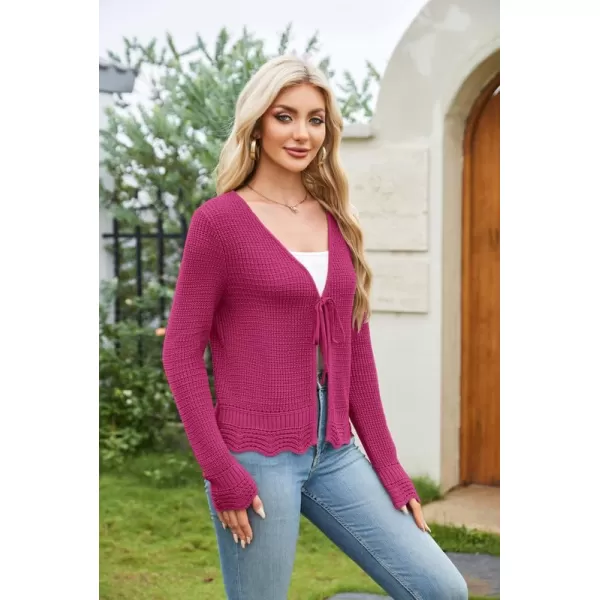 GRACE KARIN Womens Long Sleeve Cardigan Tie Front V Neck Crochet Lightweight Shrug Sweaters for Dresses Knit TopPeachblow
