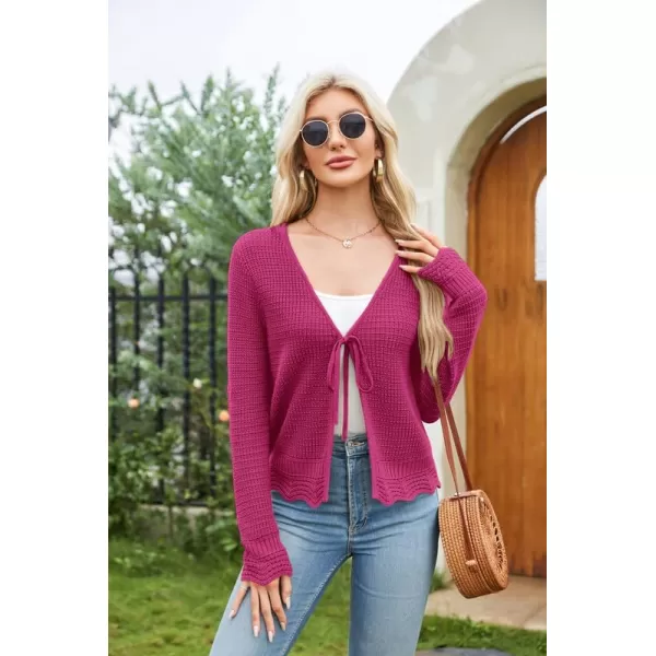 GRACE KARIN Womens Long Sleeve Cardigan Tie Front V Neck Crochet Lightweight Shrug Sweaters for Dresses Knit TopPeachblow