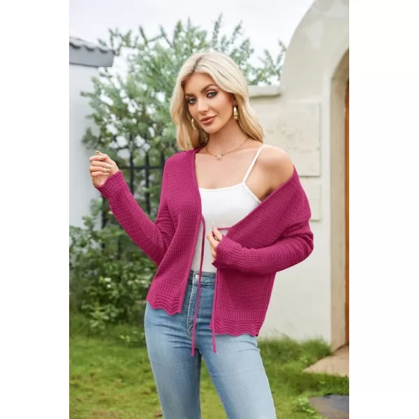 GRACE KARIN Womens Long Sleeve Cardigan Tie Front V Neck Crochet Lightweight Shrug Sweaters for Dresses Knit TopPeachblow