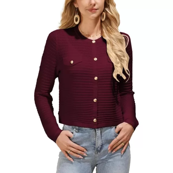 GRACE KARIN Womens Cardigans 2024 Open Front Button Down Knit Sweater Lightweight Lady Jackets Fall OutfitsWine Red