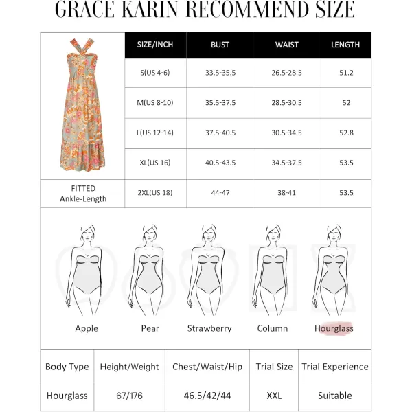 imageGRACE KARIN 2024 Womens Criss Cross Halterneck Sleeveless Summer Floral Print Flowy A Line Maxi DressBlue Brown