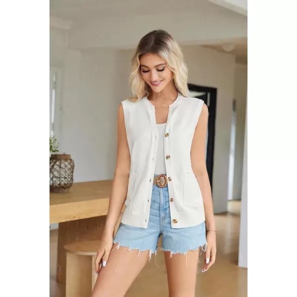 imageGRACE KARIN Womens Sweater Vest Summer Sleeveless Knitted Tank Tops Casual V Neck Button Down Fashion Vest for WomenIvory