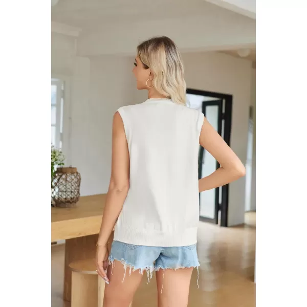 imageGRACE KARIN Womens Sweater Vest Summer Sleeveless Knitted Tank Tops Casual V Neck Button Down Fashion Vest for WomenIvory