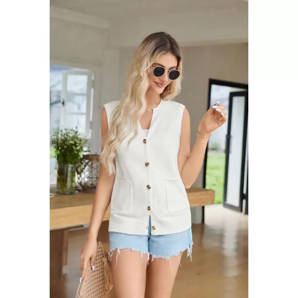 imageGRACE KARIN Womens Sweater Vest Summer Sleeveless Knitted Tank Tops Casual V Neck Button Down Fashion Vest for WomenIvory