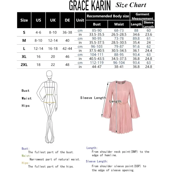 imageGRACE KARIN Dresses for Women Cocktail 2024 Formal Dresses Long Sleeve Short Dress Textured Loose Fit Belt Summer FallLight Pink