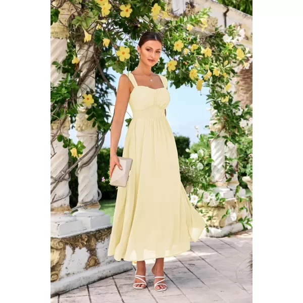 imageGRACE KARIN 2024 Womens Summer Solid Flowy A Line Dresses Sleeveless Smocked Off Shoulder Maxi DressApricot