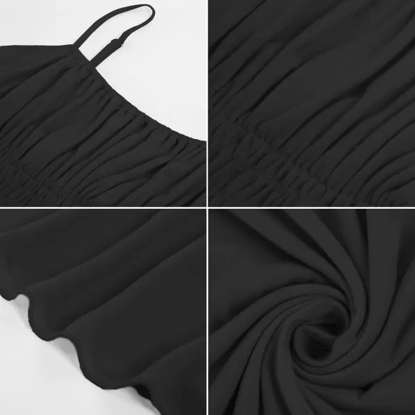 imageGRACE KARIN Womens 2024 Summer Maxi Dress Casual Sleeveless Spaghetti Strap Smocked Ruffle Beach Long Dress with PocketsBlack
