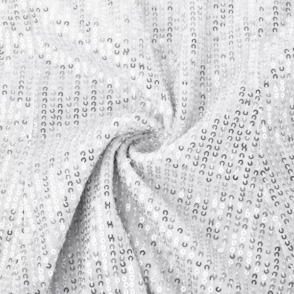imageGRACE KARIN Womens Formal Sequin Dress Cap Sleeve Elegant Mermaid Dress Glitter Sparkly Cocktail Party Dress with BeltSilver White