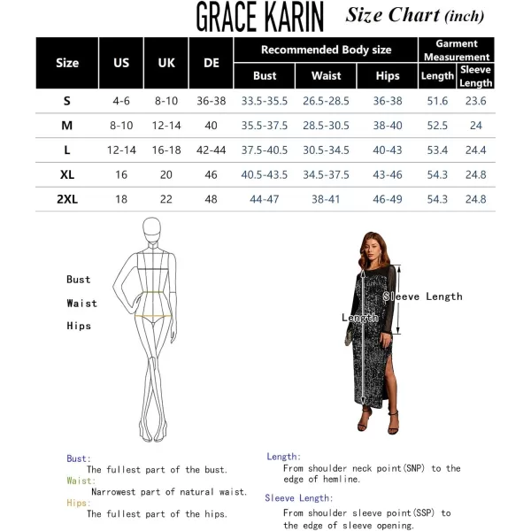 imageGRACE KARIN Womens Sequin Sparkly Glitter Dress Long Sleeve Velvet Cocktail Formal DressesWine Red