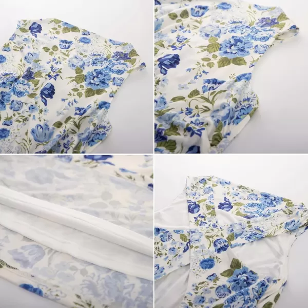 imageGRACE KARIN Womens Summer Sleeveless Mock Neck Dress Floral Midi Dress Elegant Wedding Guest Dress 2024 Backless DressWhiteblue Floral