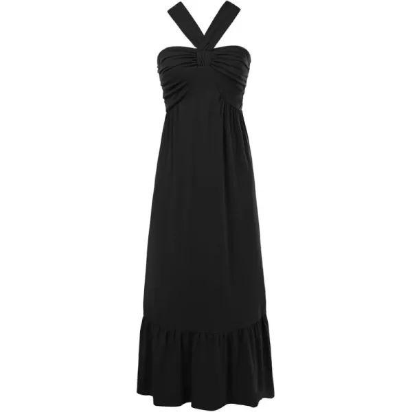 imageGRACE KARIN 2024 Womens Criss Cross Halterneck Sleeveless Summer Flowy A Line Maxi DressBlack