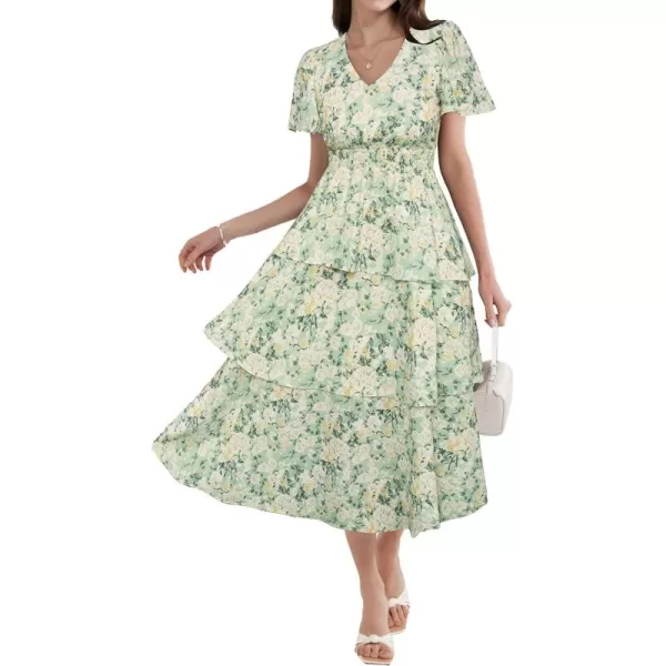 Green&white Floral