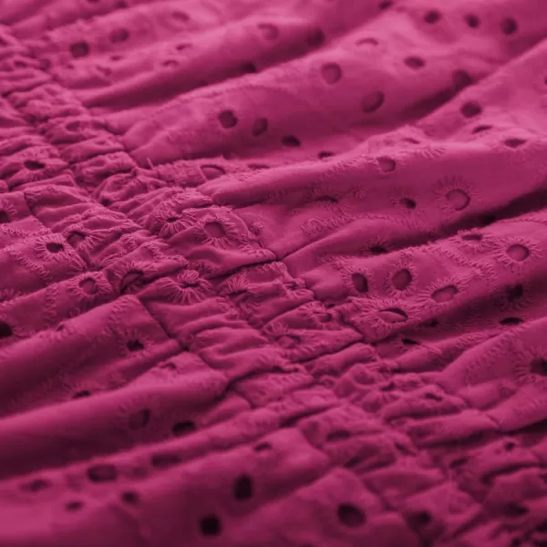 imageGRACE KARIN Womens Eyelet Dresses Summer Square Neck Short Puff Sleeve Casual A Line Boho Midi DressRose Red