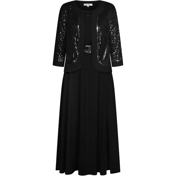 imageGRACE KARIN Womens Formal Dresses Mother of The Bride Dresses for Wedding Party Cocktail Dress Two Piece Dress Sequin DressBlack