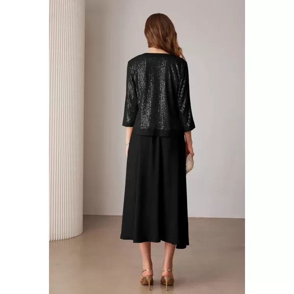 imageGRACE KARIN Womens Formal Dresses Mother of The Bride Dresses for Wedding Party Cocktail Dress Two Piece Dress Sequin DressBlack