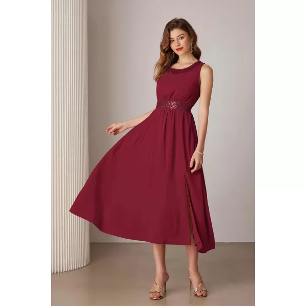 imageGRACE KARIN Womens Formal Dresses Mother of The Bride Dresses for Wedding Party Cocktail Dress Two Piece Dress Sequin DressBurgundy