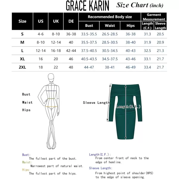 imageGRACE KARIN Womens Sexy Elegant Ruched Bodycon Dresses Off Shoulder Long Sleeve Cocktail Party Midi DressRose Red