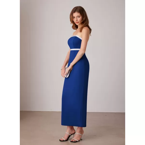 imageGRACE KARIN Womens Strapless Tube Dress Backless Bodycon Elegant Wedding Cocktail Party Maxi Long Dresses with Back SlitNavy Blue