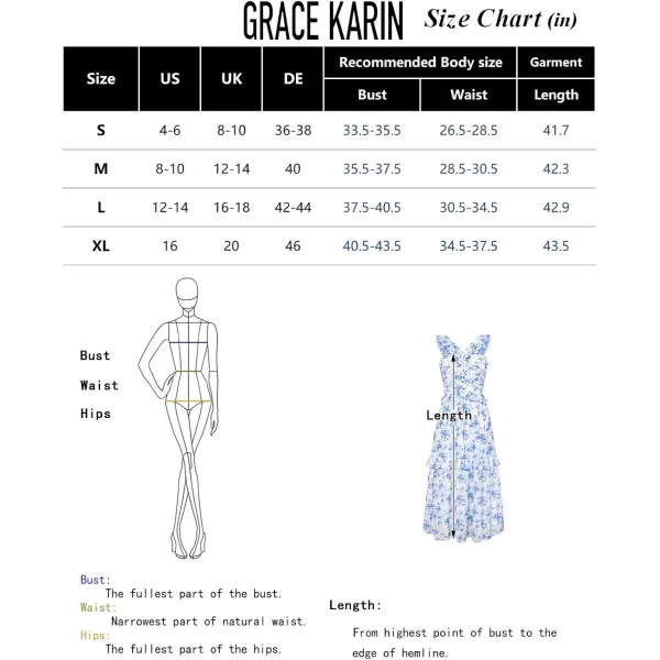 imageGRACE KARIN Womens Summer Boho Floral Tiered Dress Strap A Line Swing Flowy Midi Dress Ruffle Beach Wedding Guest DressLight Blue