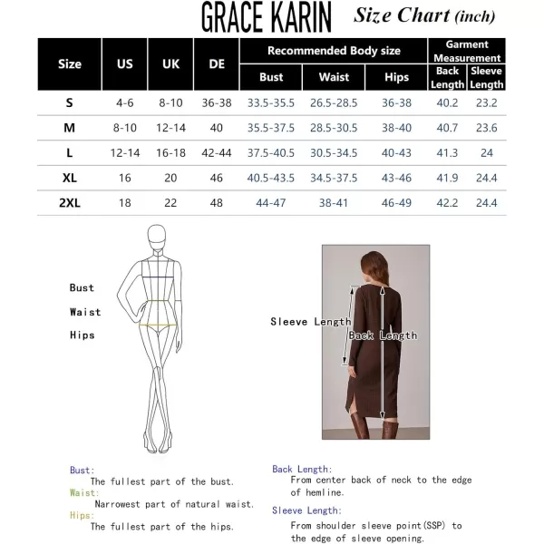 imageGRACE KARIN Womens Work Dresses Waffle Crewneck Long Sleeve Fall Midi Dress Side Slit Fitted Pencil DressBrown