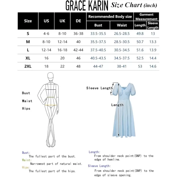 imageGRACE KARIN 2024 Womens Summer V Neck Smocked Cotton Dresses Short Puff Sleeve Flowy A Line Maxi Dress with PocketsRust Red