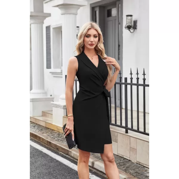 imageGRACE KARIN Womens 2024 Wrap Bodycon Dress V Neck Sleeveless Work Business Dresses Elegant Formal Cocktail Midi DressBlack