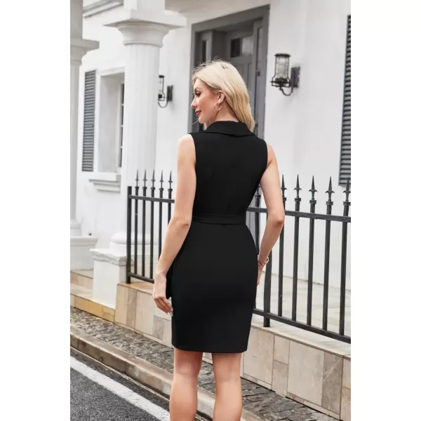 imageGRACE KARIN Womens 2024 Wrap Bodycon Dress V Neck Sleeveless Work Business Dresses Elegant Formal Cocktail Midi DressBlack