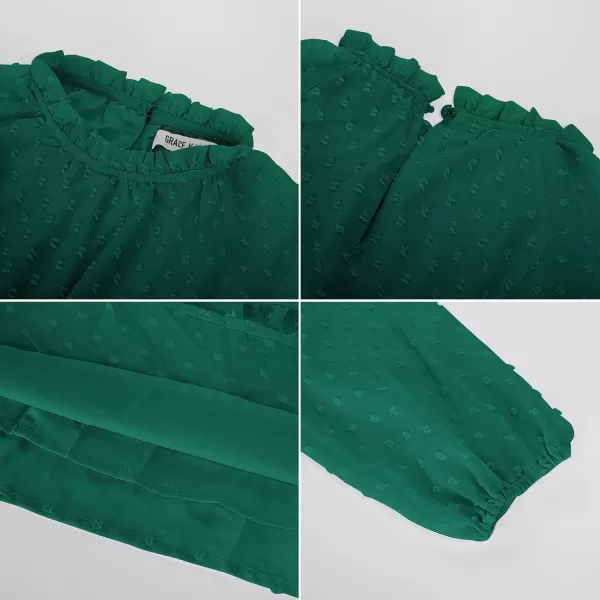 imageGRACE KARIN Girls Long Sleeve Dress Aline Flowy Maxi Dresses for Girls 514 YearsDark Green