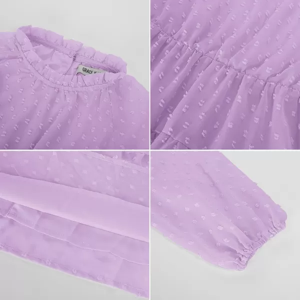imageGRACE KARIN Girls Long Sleeve Dress Aline Flowy Maxi Dresses for Girls 514 YearsLight Purple