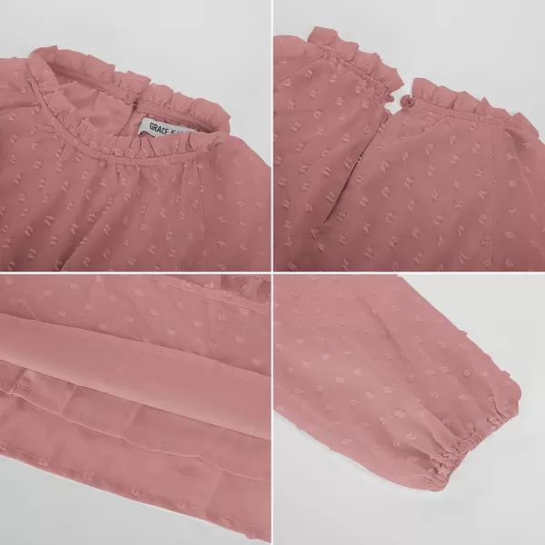 imageGRACE KARIN Girls Long Sleeve Dress Aline Flowy Maxi Dresses for Girls 514 YearsRedbrown