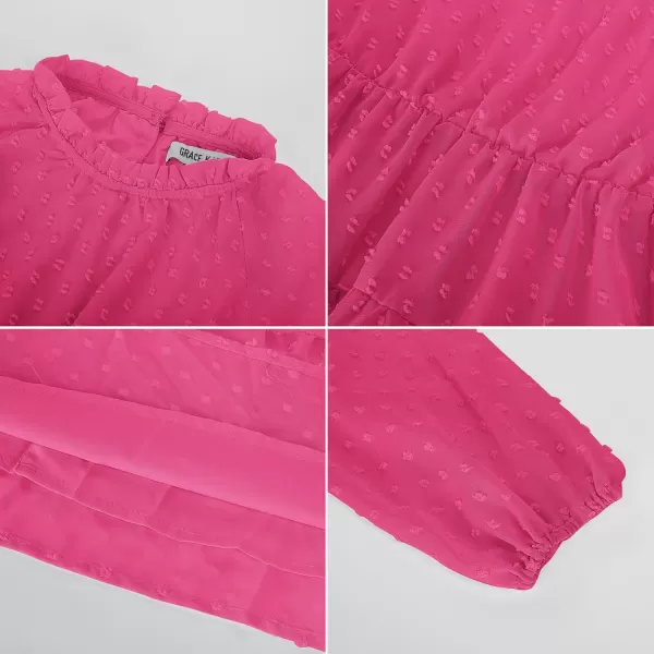 imageGRACE KARIN Girls Long Sleeve Dress Aline Flowy Maxi Dresses for Girls 514 YearsRose Red