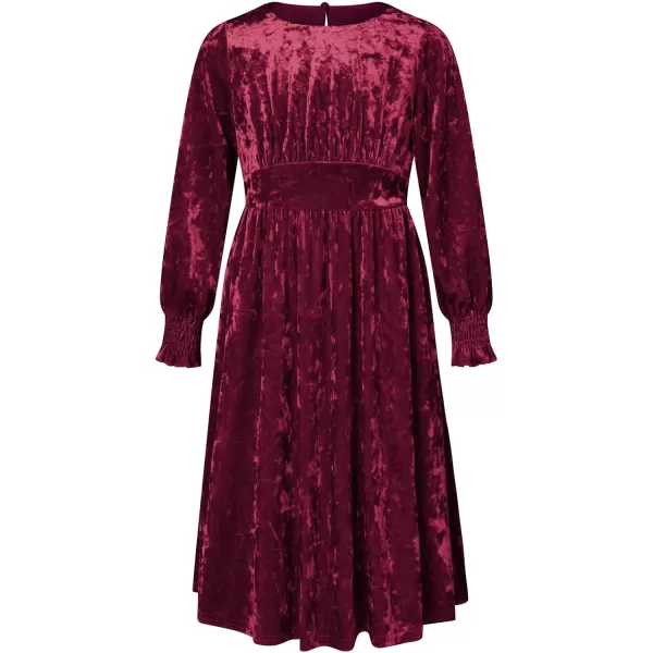 imageGRACE KARIN Girls Long Sleeve Velvet Dress Midi Fall Vintage Party Holiday Dresses for Kids 512YBurgundy