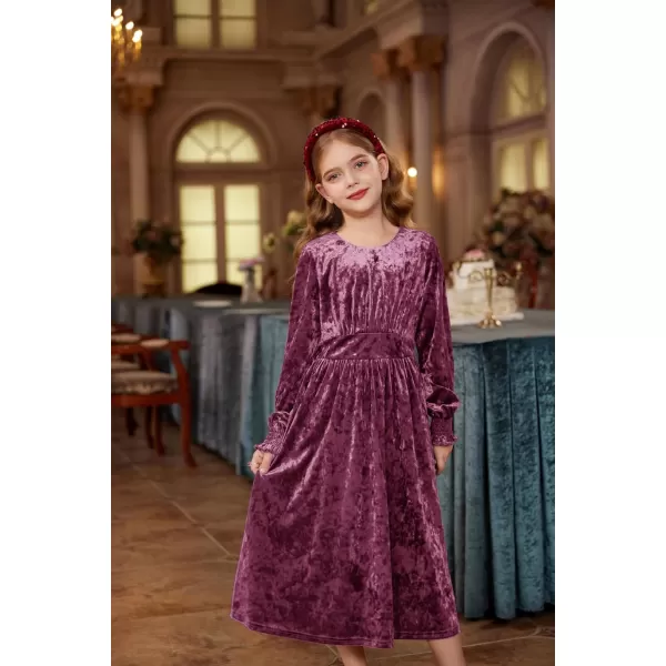 imageGRACE KARIN Girls Long Sleeve Velvet Dress Midi Fall Vintage Party Holiday Dresses for Kids 512YMauve