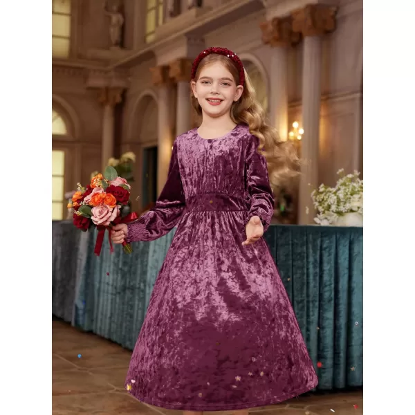 imageGRACE KARIN Girls Long Sleeve Velvet Dress Midi Fall Vintage Party Holiday Dresses for Kids 512YMauve