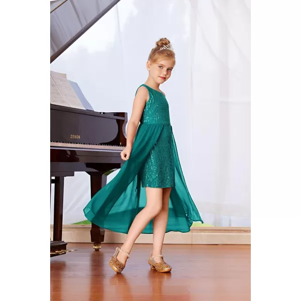 imageGRACE KARIN Girls Sequin Dress One Shoulder Birthday Party Prom Dresses 614YBlue Green